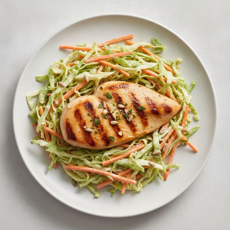 Grilled Chicken Breast with Crunchy Cabbage Slaw