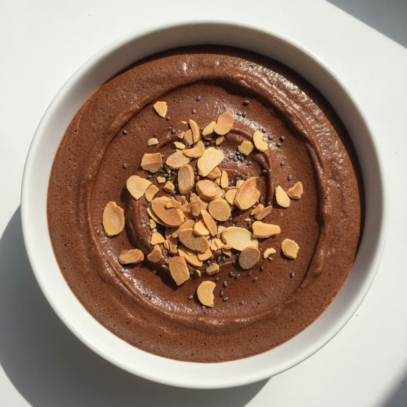 Chocolate Protein Pudding with Almond Slivers