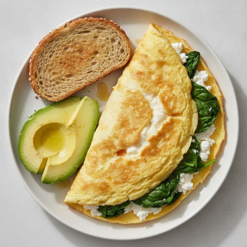 Egg White Omelette with Spinach and Cottage Cheese
