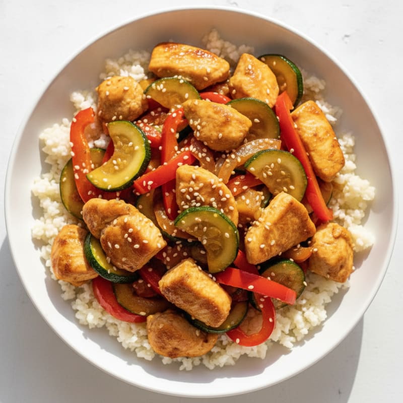 Chicken Stir-Fry with Zucchini and Peppers