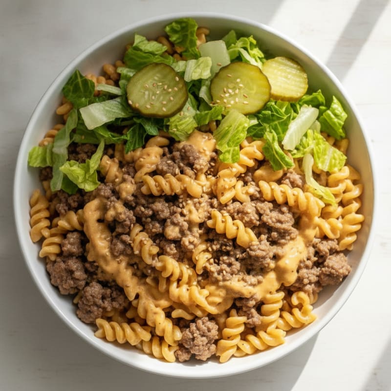 Ground Beef Macaroni Big Mac Bowl
