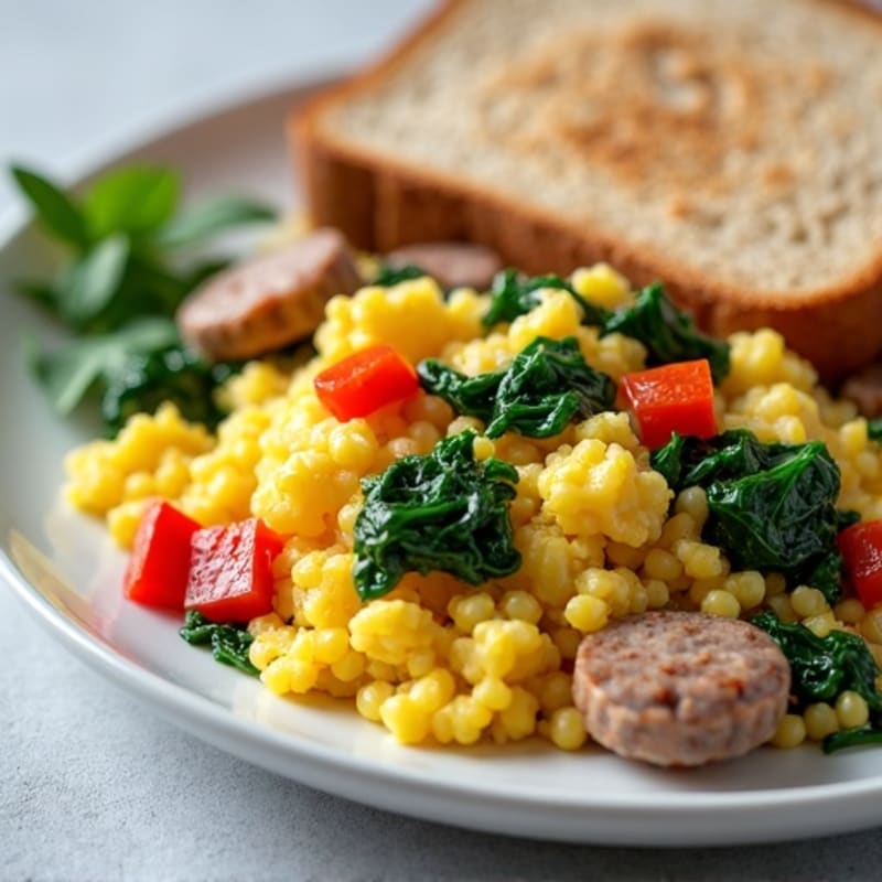 Egg White and Turkey Sausage Scramble with Spinach