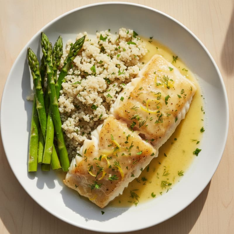 Baked White Fish with Lemon-Herb Sauce