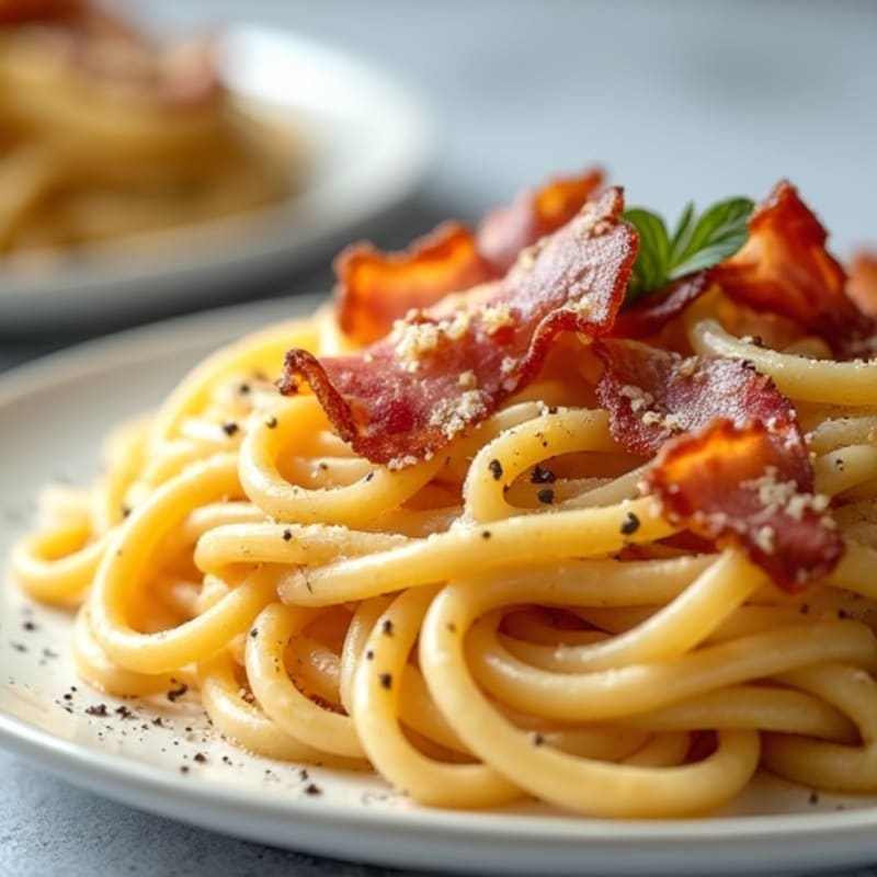Creamy Whole Wheat Carbonara with Crispy Lean Bacon