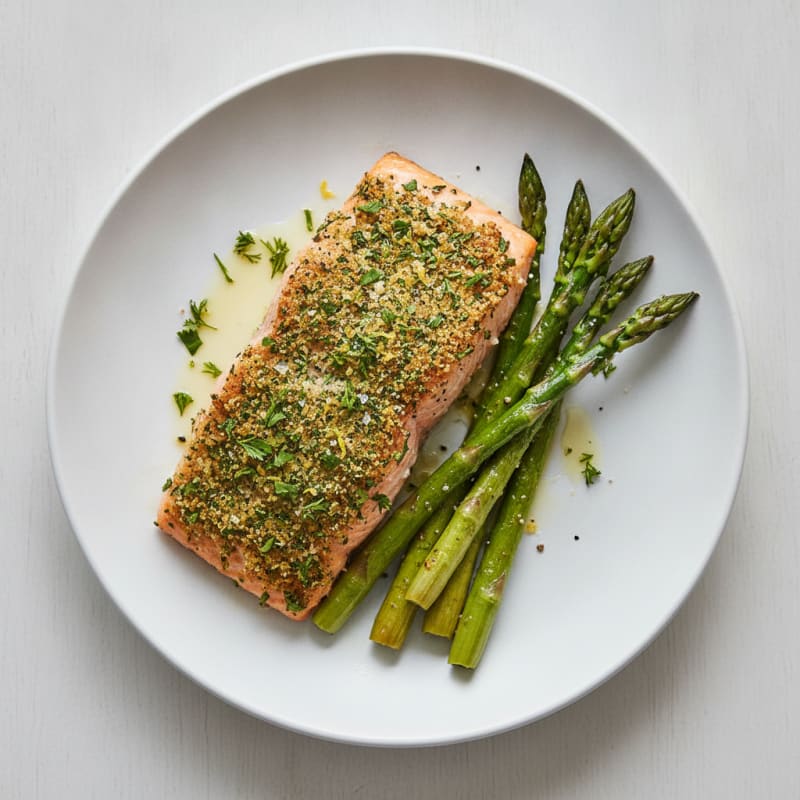 Herb-Crusted Salmon with Roasted Asparagus