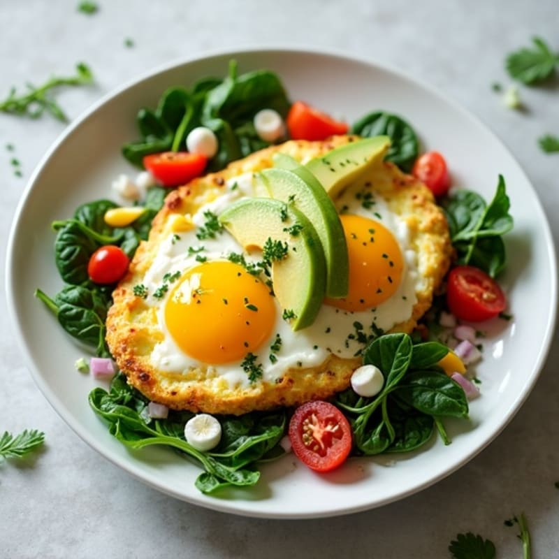Egg White Veggie Scramble with Cottage Cheese and Spinach