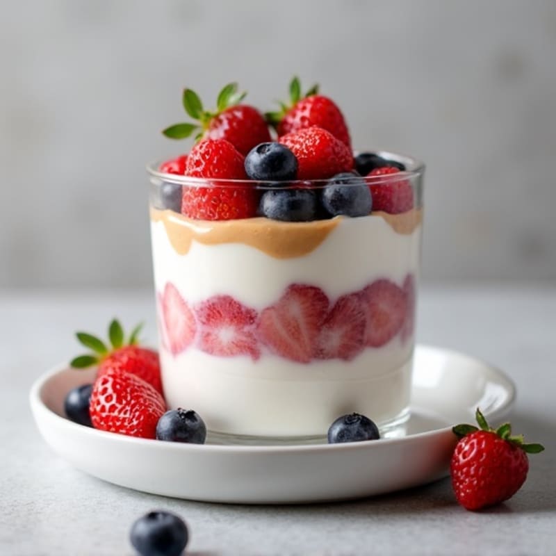 Greek Yogurt Protein Parfait with Mixed Berries and Almond Butter