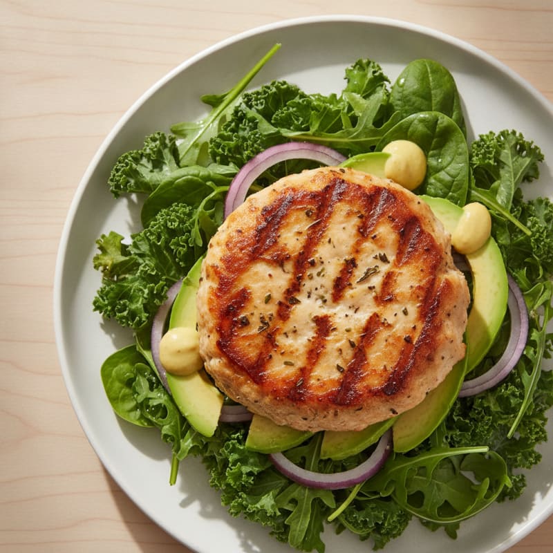Grilled Chicken Burger with Leafy Greens