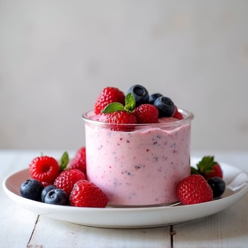 Greek Yogurt Protein Mousse with Mixed Berries