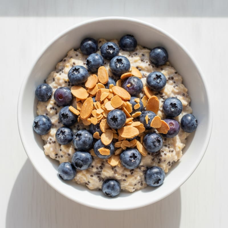 Blueberry Chia Overnight Oats with Almonds
