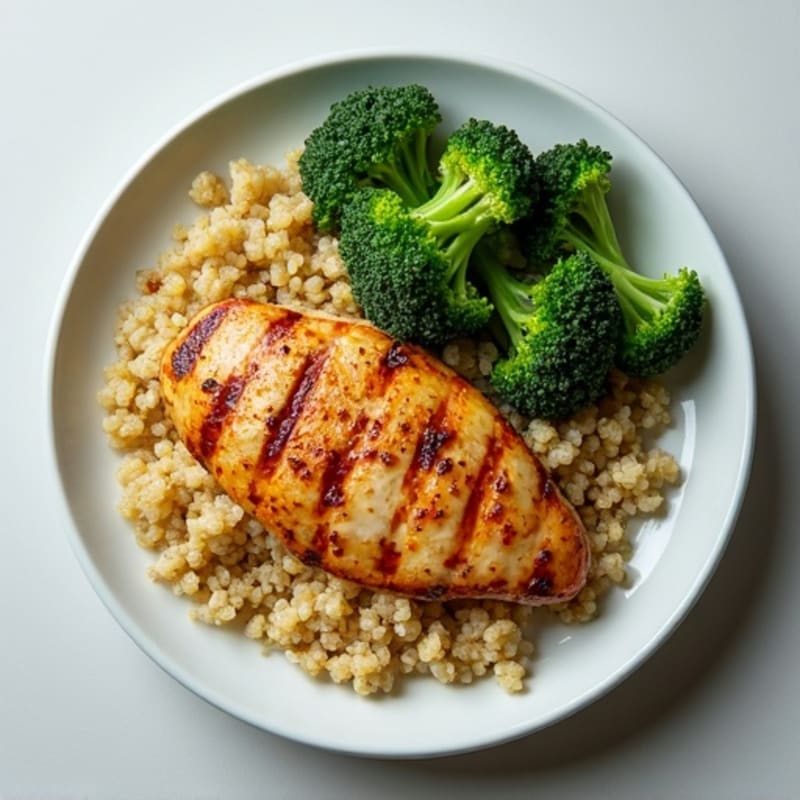 Grilled Chicken Breast with Quinoa and Steamed Broccoli