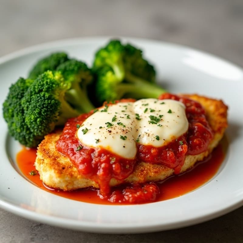Healthy Crispy Chicken Parmesan with Roasted Broccoli
