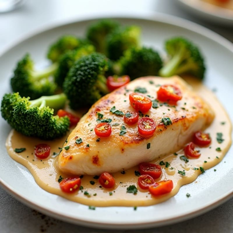 Creamy Sun-Dried Tomato Chicken with Roasted Broccolini