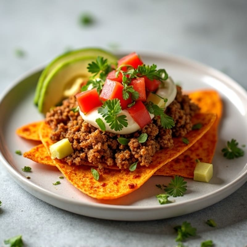 Crispy Sweet Potato Nachos with Spiced Ground Turkey and Fresh Pico