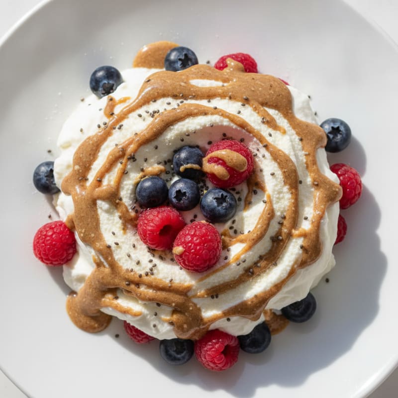 Greek Yogurt Protein Parfait with Almond Butter and Berries