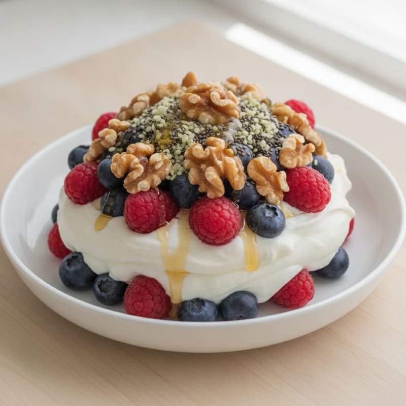 Greek Yogurt Protein Parfait with Mixed Berries