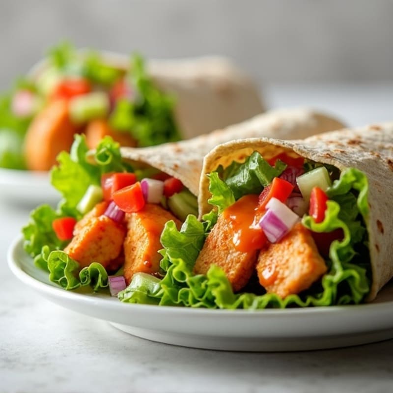 Lean Buffalo Chicken Wraps with Crunchy Veggies