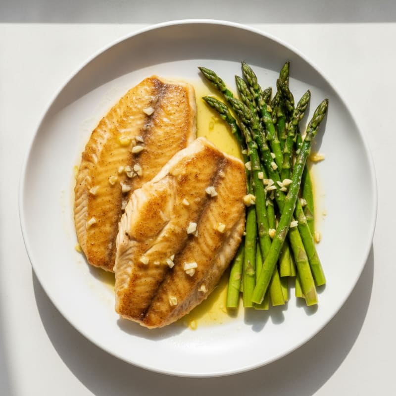 Seared Tilapia Fillet with Roasted Asparagus
