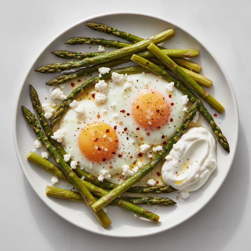 Baked Eggs with Roasted Asparagus