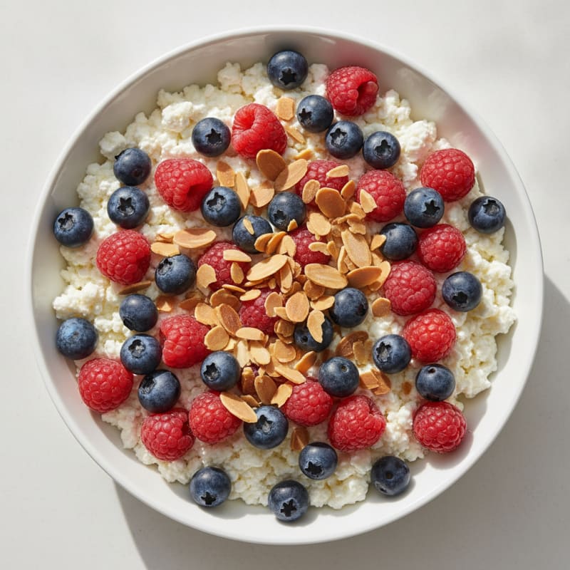 Cottage Cheese Berry Bowl with Almonds