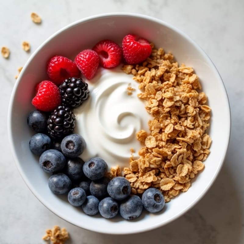 Creamy Greek Yogurt Bowl with Fresh Berries and Crunchy Granola