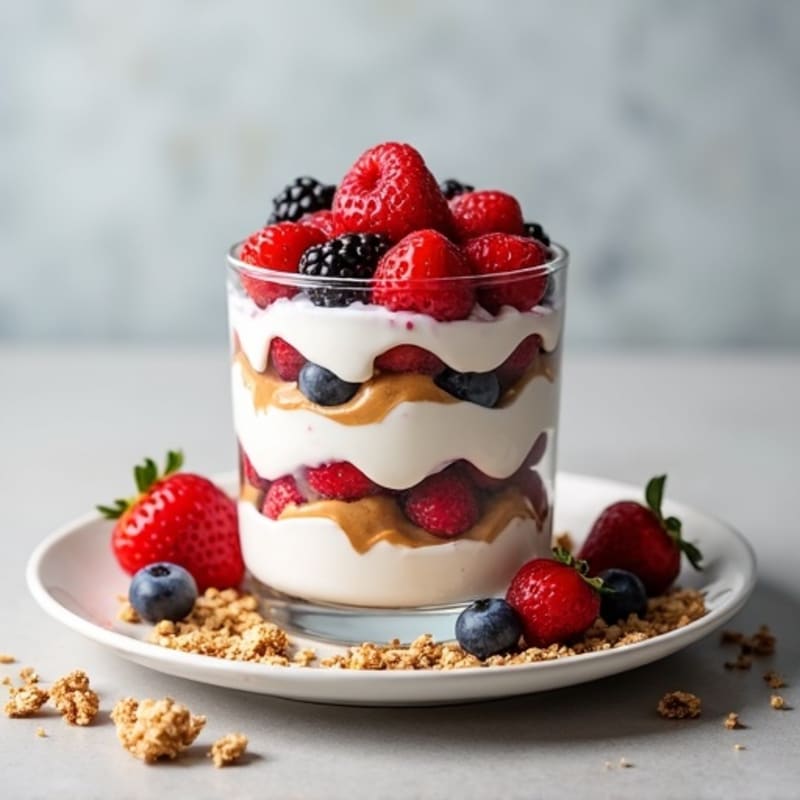 Greek Yogurt Parfait with Mixed Berries and Almond Butter