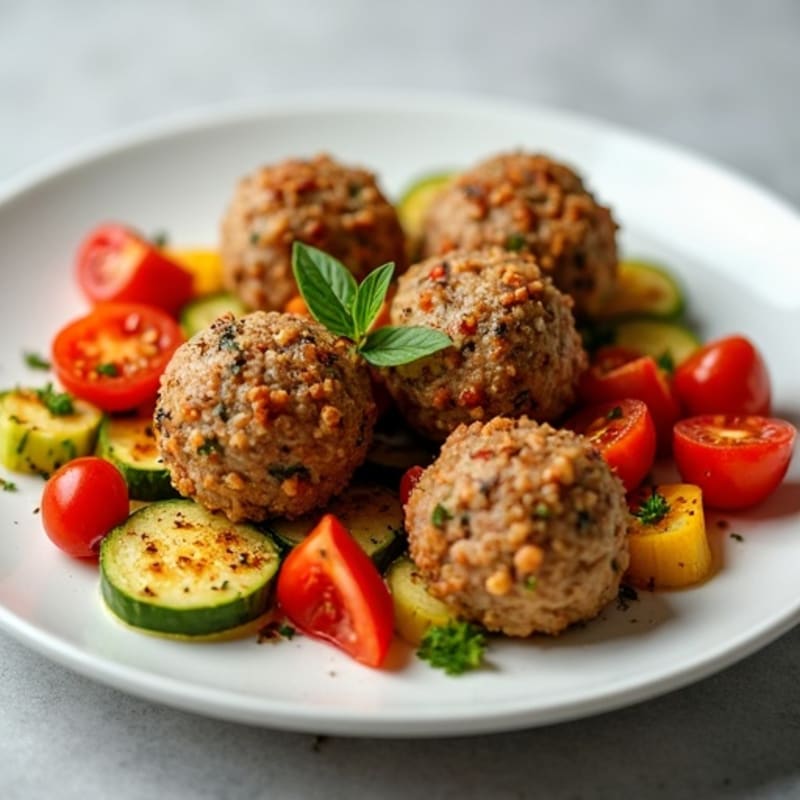 Herb-Seasoned Turkey Meatballs with Roasted Vegetables