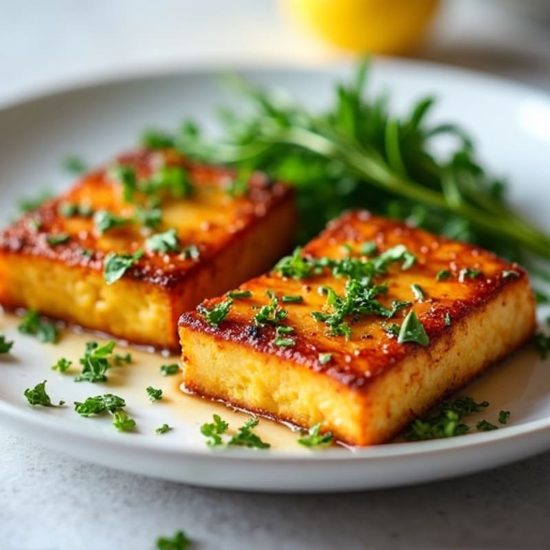 Garlic-Herb Pan Seared Tofu Steaks