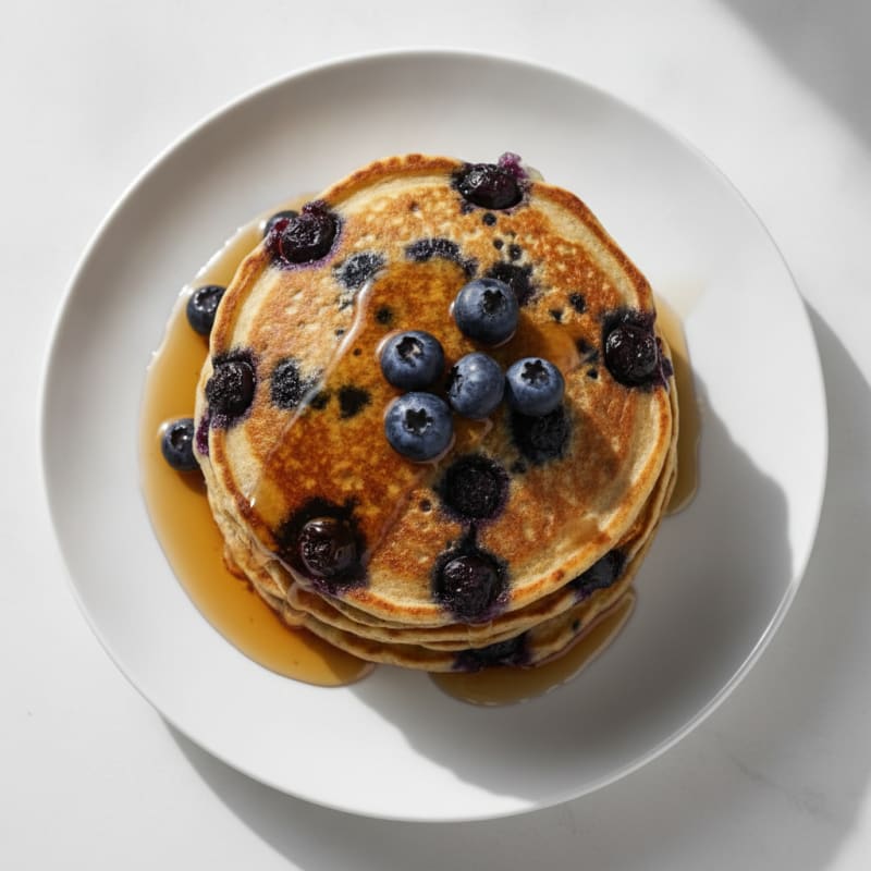 Blueberry Protein Pancakes with Maple Syrup