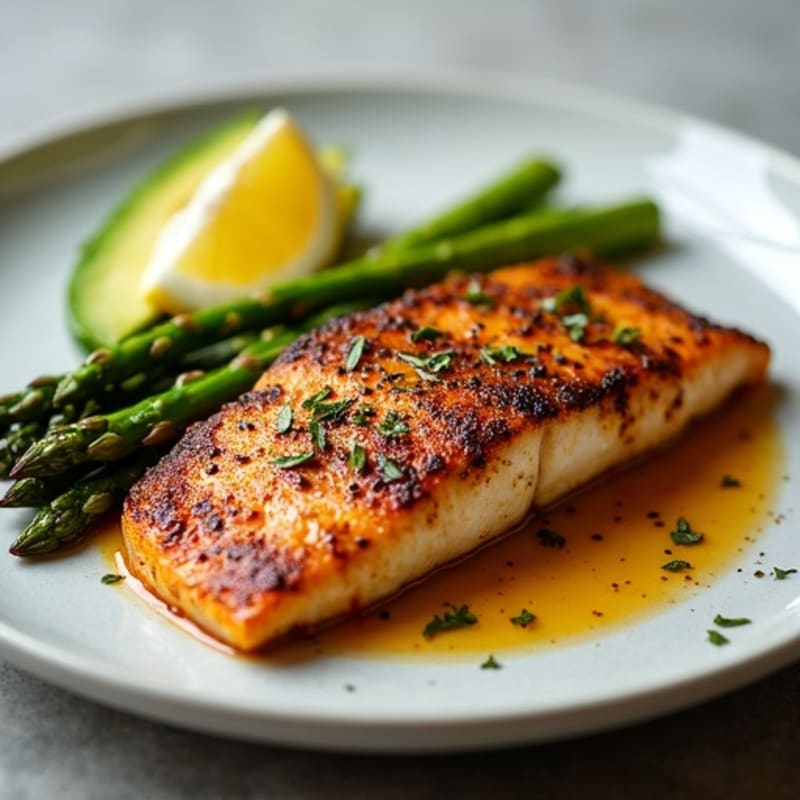 Smoky Spicy Blackened Catfish with Roasted Asparagus