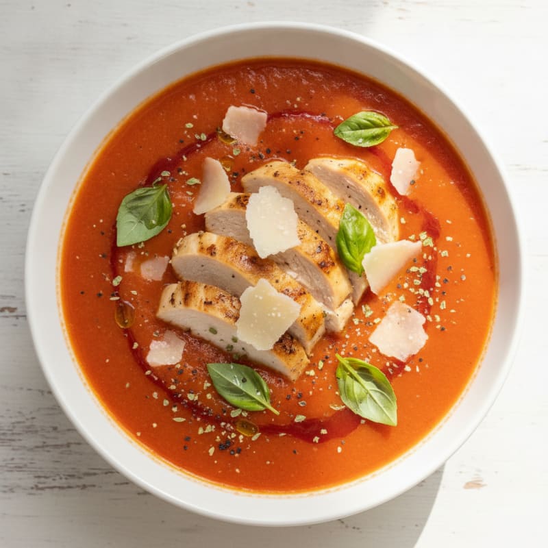 Roasted Tomato Basil Soup with Parmesan