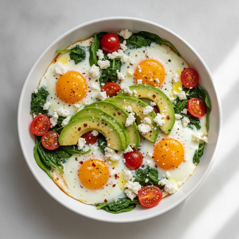 Baked Eggs with Avocado and Feta
