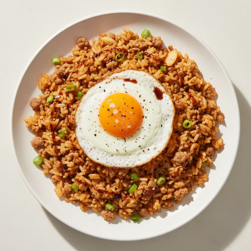 Crispy Kimchi Fried Rice with Pork