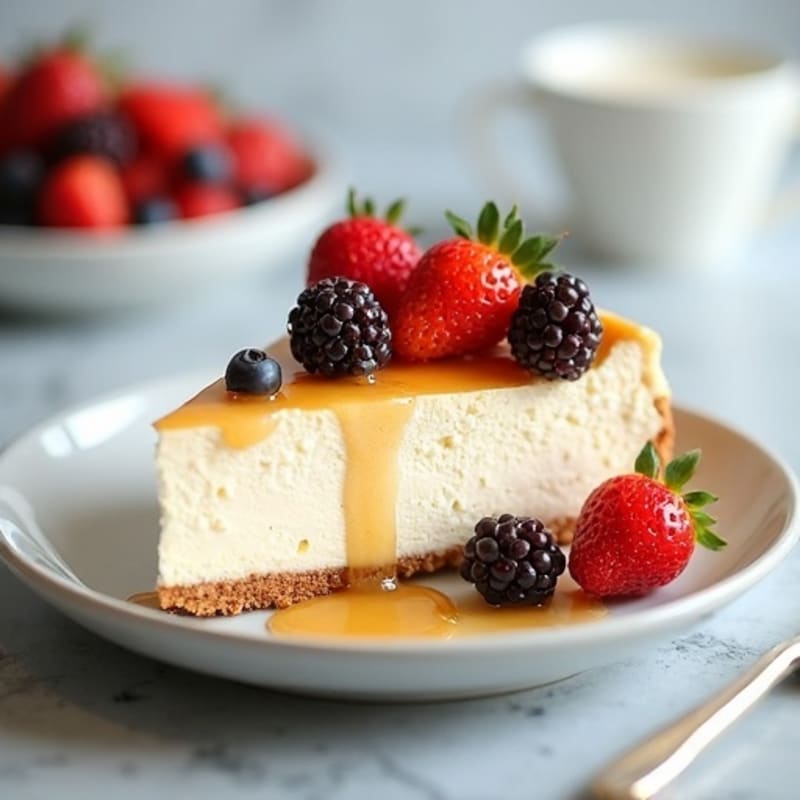 Creamy Greek Yogurt Protein Cheesecake with Fresh Berries