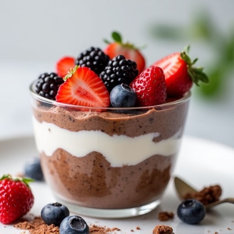 Creamy Chocolate Chia Seed Pudding with Fresh Berries