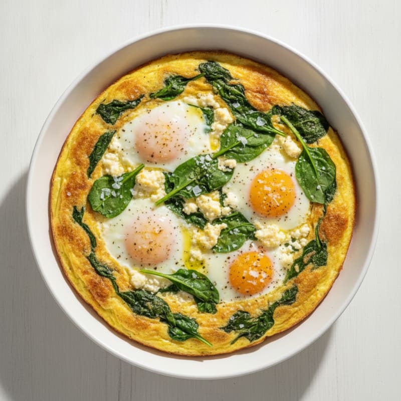 Baked Eggs with Spinach and Cottage Cheese