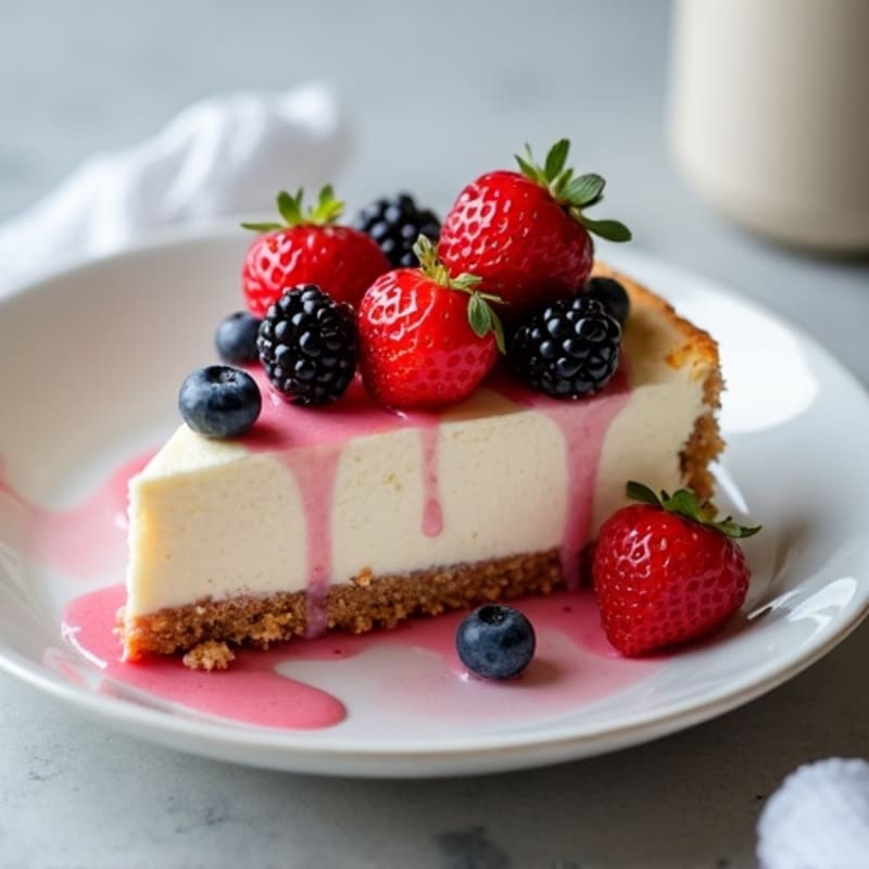 Greek Yogurt Protein Cheesecake with Mixed Berries