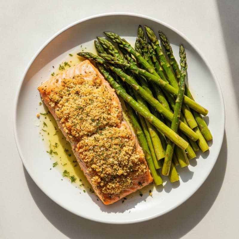 Herb-Crusted Salmon with Roasted Asparagus
