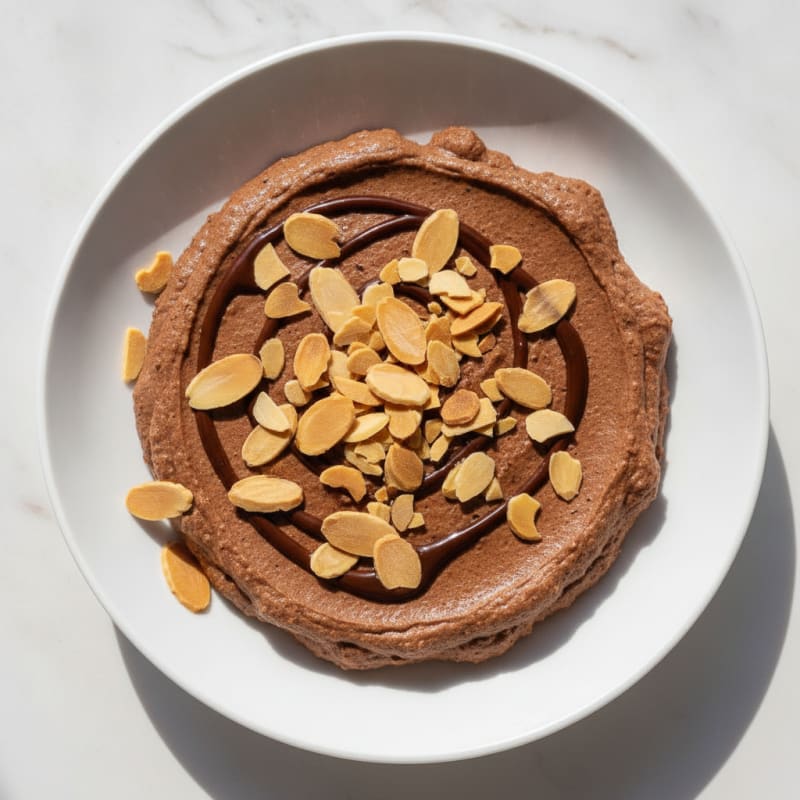 Silky Chocolate Protein Pudding with Sliced Almonds