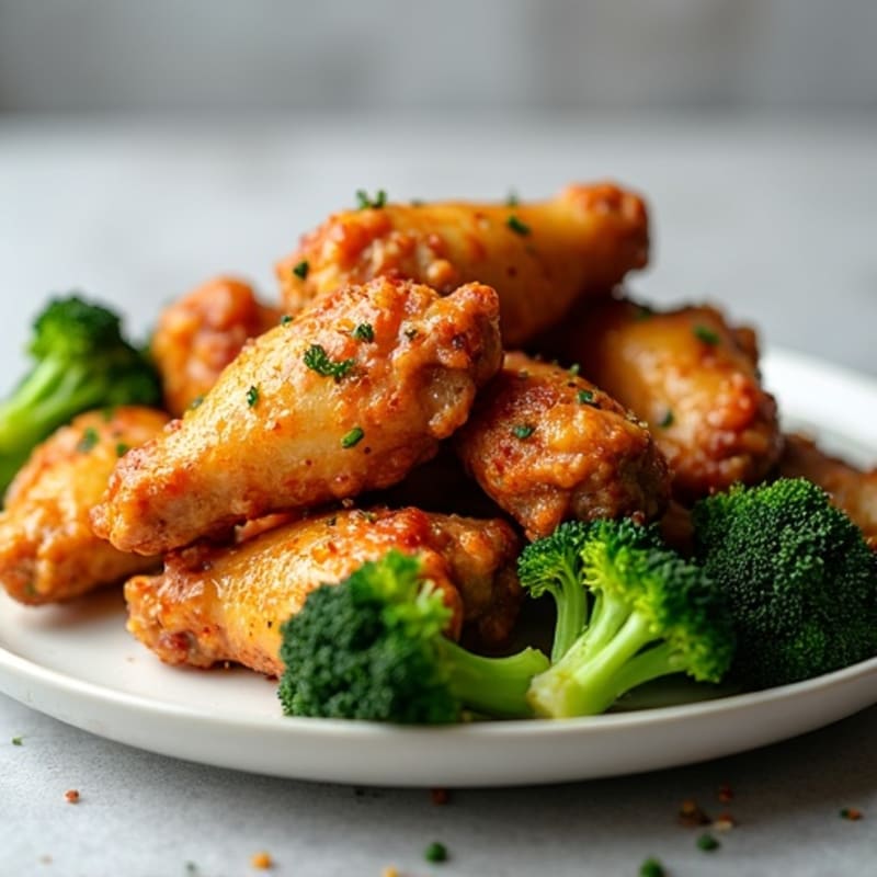 Crispy Baked Honey Chicken Wings with Roasted Broccoli