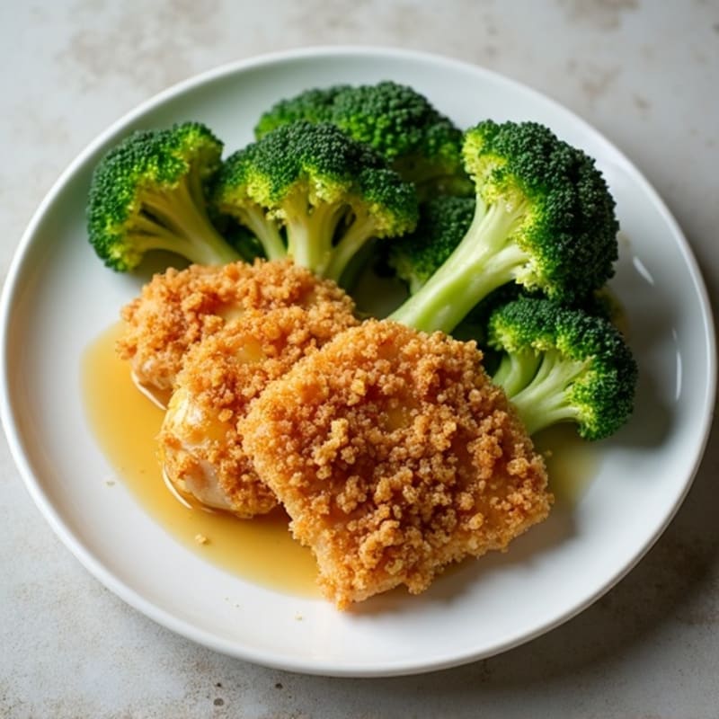 Crispy Baked Honey-Garlic Chicken with Broccoli