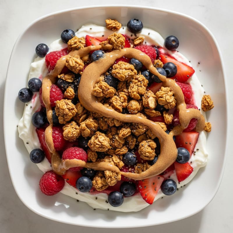 Silky Greek Yogurt Protein Parfait with Mixed Berries