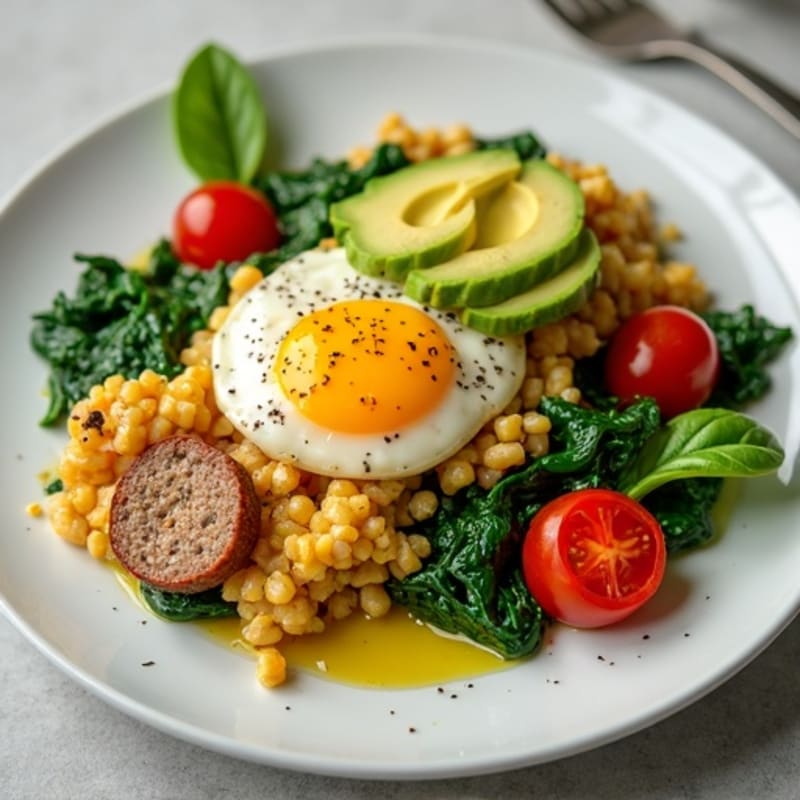 Egg White and Turkey Sausage Scramble with Spinach