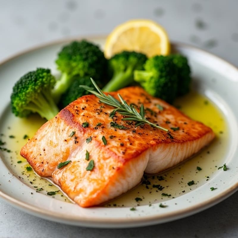 Flaky Baked Salmon with Herb Roasted Broccoli