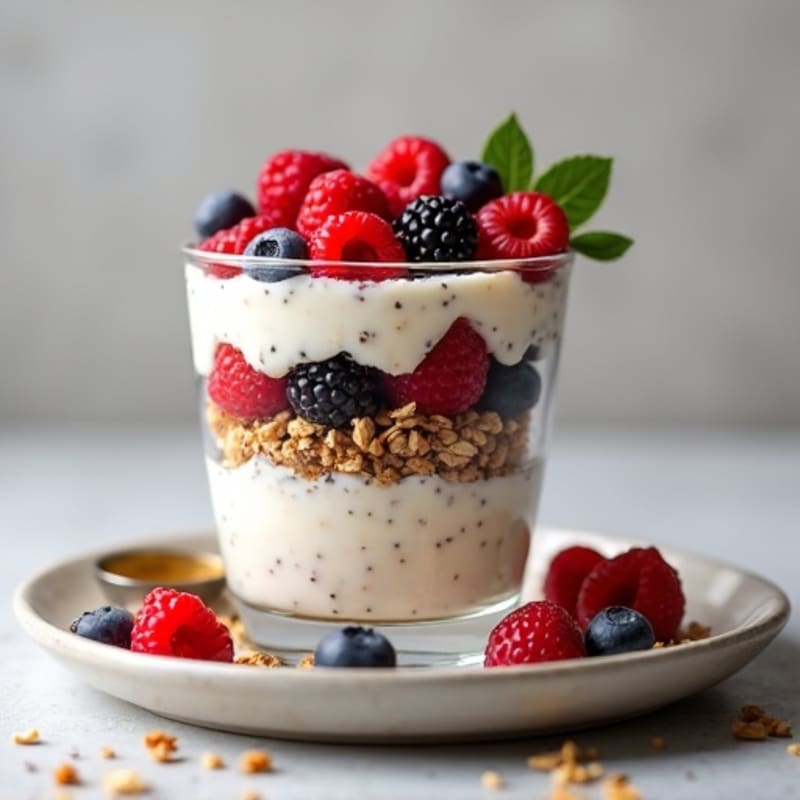 Cottage Cheese and Berry Protein Parfait with Chia Seeds