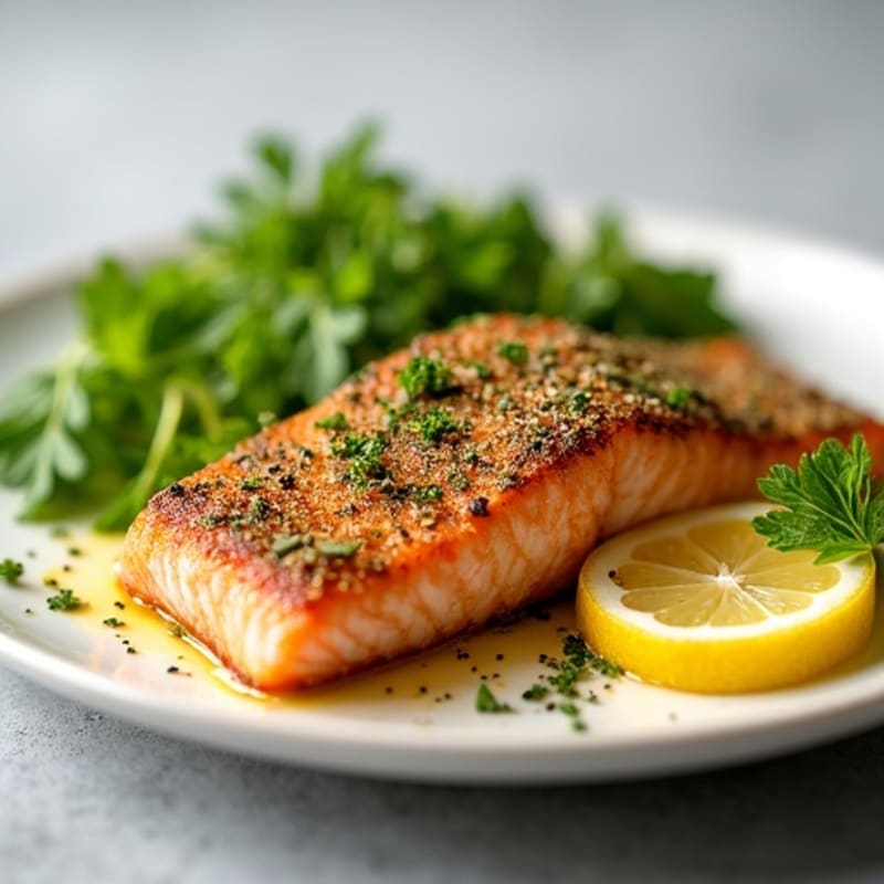 Herb-Crusted Pan Seared Salmon with Lemon