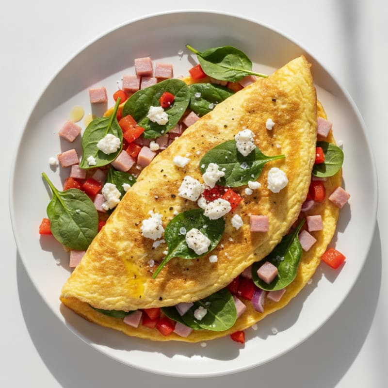 Garden Vegetable and Ham Omelette