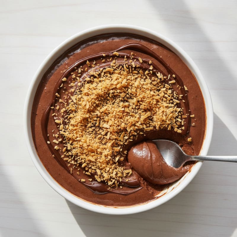 Silky Chocolate Protein Pudding with Toasted Coconut