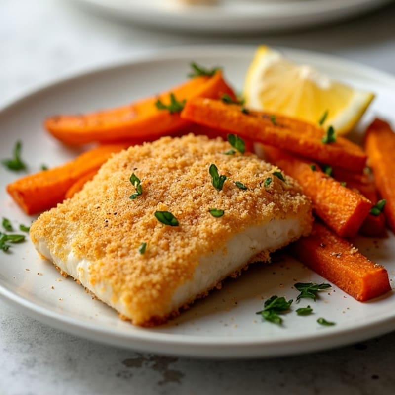 Crispy Baked Cod with Roasted Sweet Potato Fries