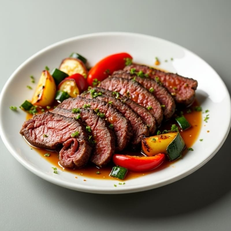 Sweet-Savory Sesame Beef with Charred Vegetables